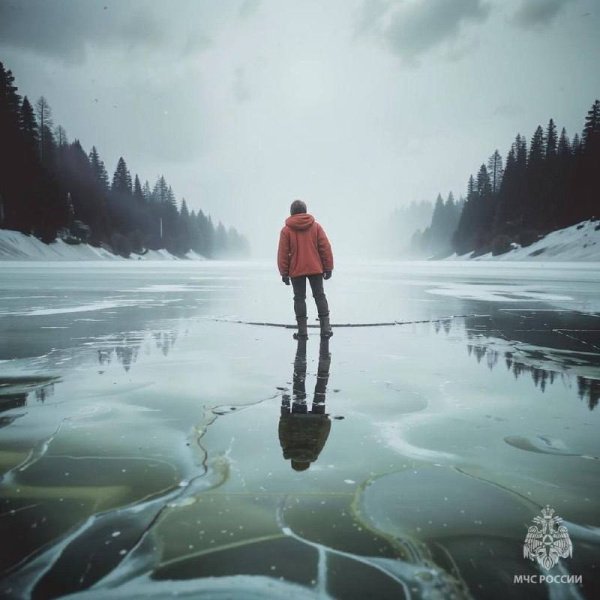 Внимание! Лед на водоемах опасен.  Он неустойчив и может неожиданно проломиться